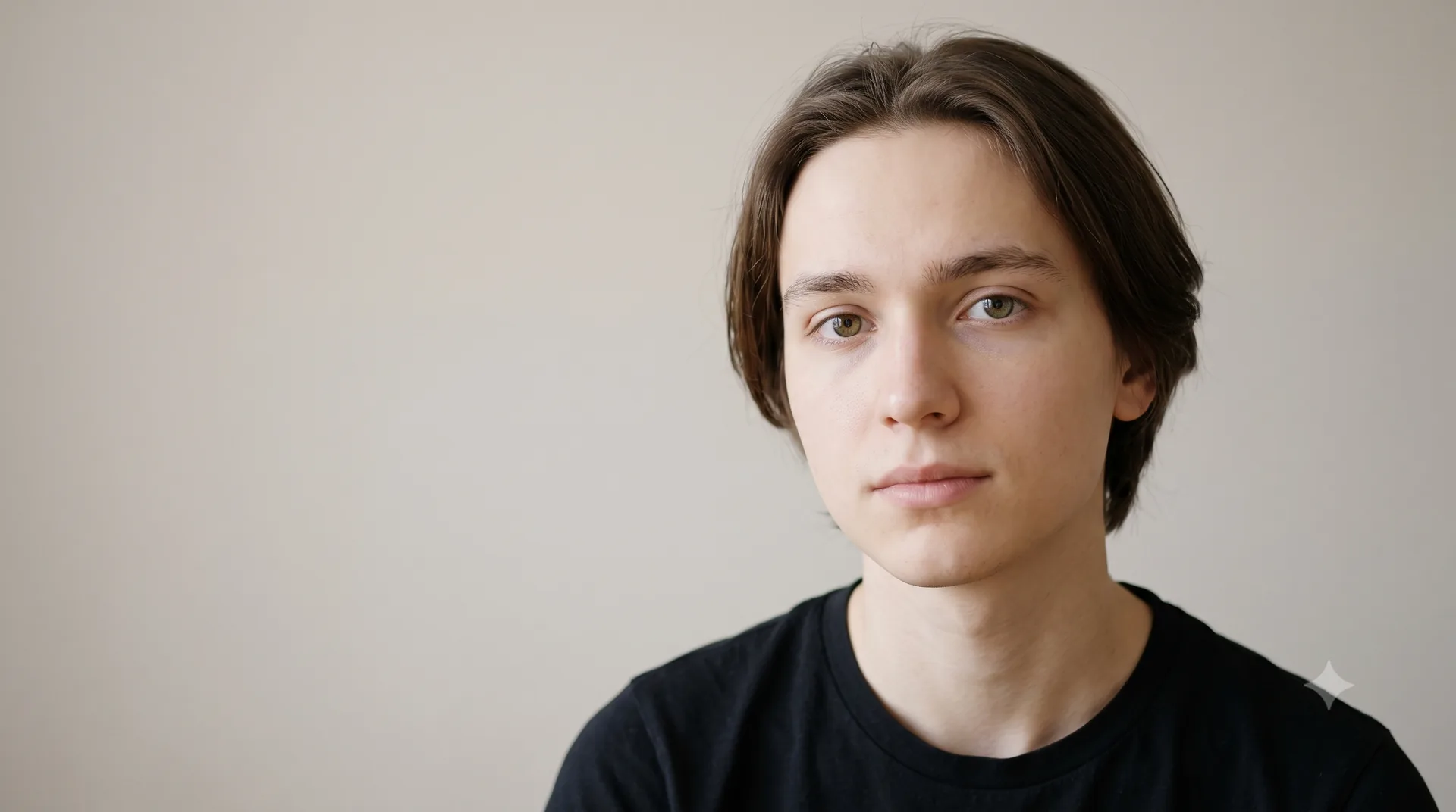 Retrato sereno de una persona joven a luz natural